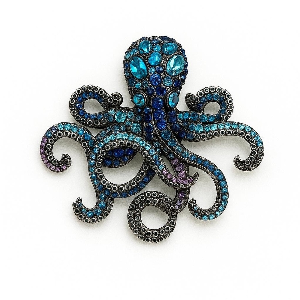 Blue and Purple Octopus Brooch.